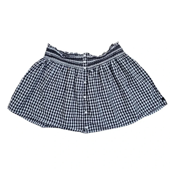 Aerie Size 6 Black White Gingham Button Front Pleated Y2K Mini Skirt - Picture 2 of 6